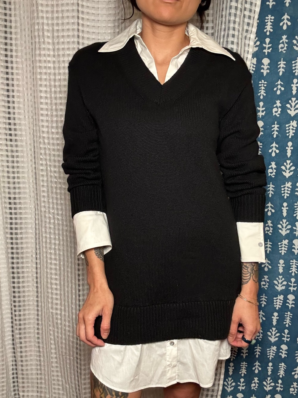 Cinq a sept collar santina shirt sweater dress XS - wool/cashmere blend